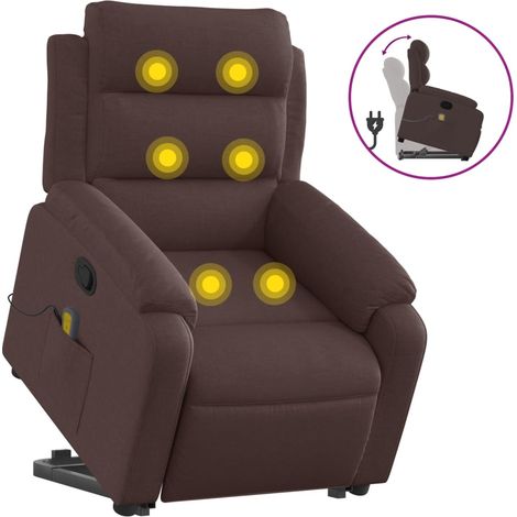 Maison Exclusive - Silla de masaje reclinable de pie de tela marrón oscuro (1/5)