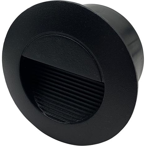 Segnapasso LED 3W Nero Rotondo per Esterno IP44 con ControcassaLuce Neutra Naturale 4200k