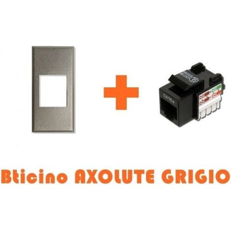Presa rete LAN  RJ45 CAT.5e utp compatibile Bticino Axolute grigio chiaro argento