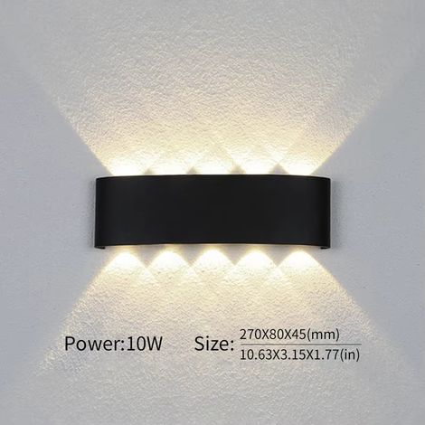 LED Außenwandleuchte 10W Kaltweiß, Up & Down Wandlampe Außen IP65 Wasserdicht, Modernes Design Außenleuchte für Garten, Terrasse, Balkon & Hausfassade