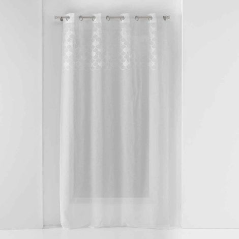 Rideau Voilage à Œillets "Yaelle" 135x240cm Blanc (1/5)