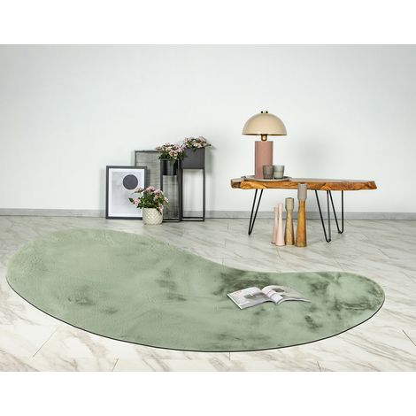 Joy - tapis organique - fausse fourrure - vert sauge (1/5)