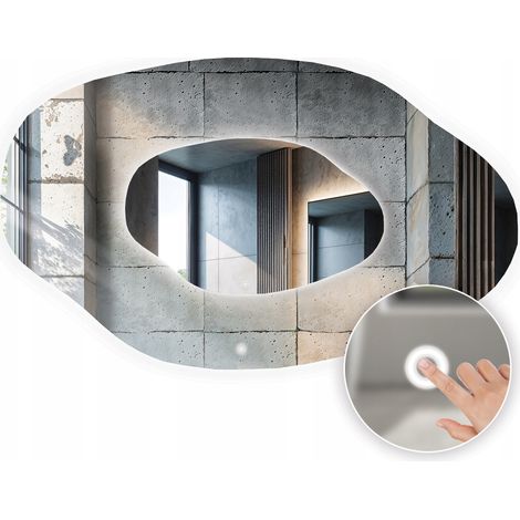 Miroir LED ovale de forme irrégulière 105 x 80 cm avec interrupteur tactile ARVEN (1/5)