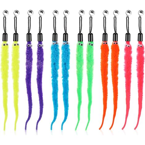 Jouets pour Chats Jouets de vers de Rechange avec Clochette, Recharge de Rechange, ver à Queue en Fourrure Jouets interactifs de Chasse aux Chats Bâton de Chatons Recharge (12 pièces) (1/4)