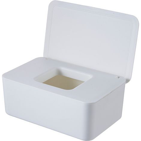 Aufbewahrungsbox für Feuchttücher, Feuchttuchspender mit Deckel, Feuchttuchbox für Babywindeln (weiß) (1/5)