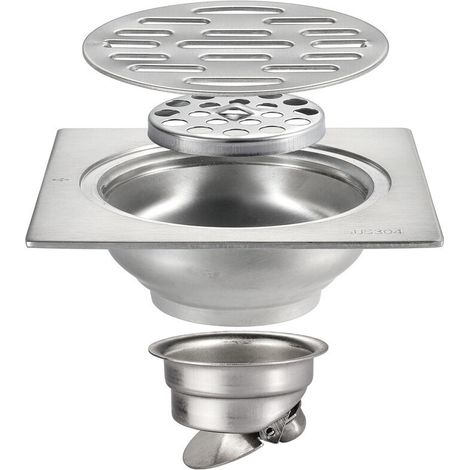 Siphon de sol - Siphon de sol extérieur pour salle de bain - Siphon de sol extérieur pour balcon épaissi anti-blocage, anti-insectes et anti-odeurs 10×10cm
