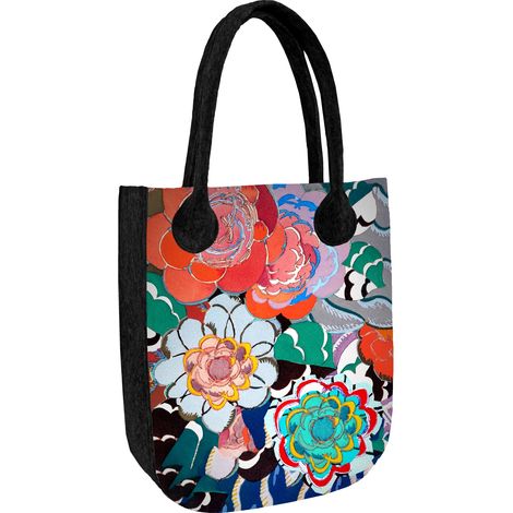 Borsa shopper da donna City in feltro color antracite, stampa Campari, in feltro ecologico, con cerniera, adatta per formato A4, portata fino a 10 kg, produzione polacca, Arco Design. (1/5)