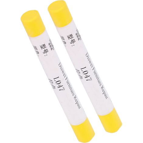 Lot de 2 crayons de peinture pour meubles et sols, pour réparer les rayures et les composites de bois (jaune). (1/5)