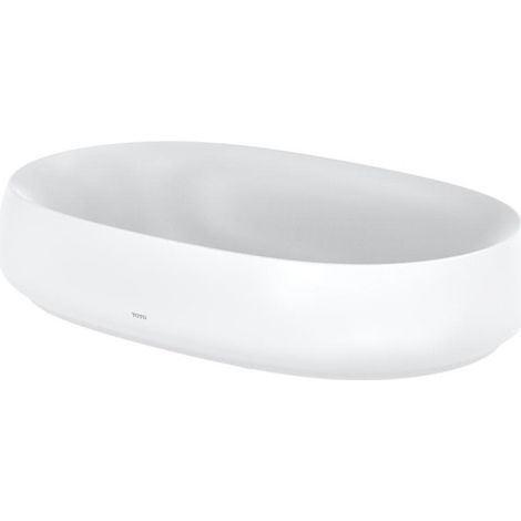 Vasque à poser CE sans trou pour robinetterie, avec trop-plein blanc mat 600 mm, avec robinet à tige, rond TOTO