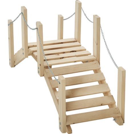 Pont de Jardin - Pont de Bassin - passerelle en Bois - Décoration du Jardin dim. 100L x 32l x 48H cm - Bois de Sapin (1/5)
