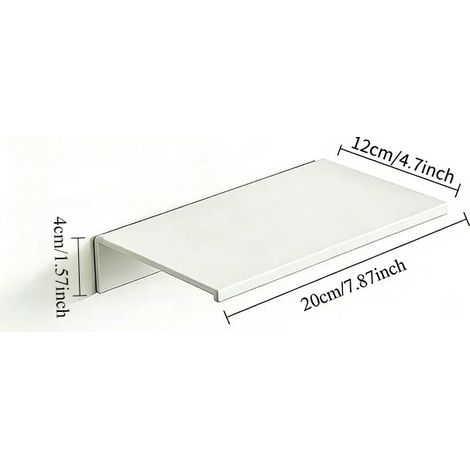 Étagère métallique flottante auto-adhésive (Blanc mat - 20 cm) - Rangement mural sans perçage pour cuisine, salle de bain, chambre ou rangement pour œuvres d'art (1/5)