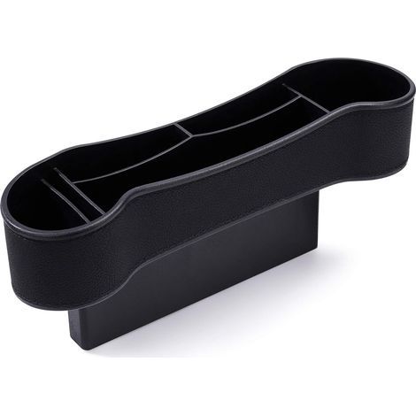 Bote de rangement universelle pour siège de voiture, bote de rangement pour voiture, porte-gobelet en cuir PU, organisateur noir (1/5)