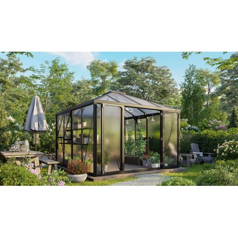 Vitavia Gewächshaus "Kingston" inkl. Ready2Grow Zubehör-Set, schwarz, 10,2 m², 10 mm HKP (1/4)