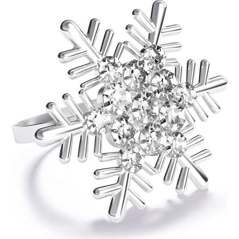 12 ronds de serviette Noël argentés flocon ZeeDix (1/5)