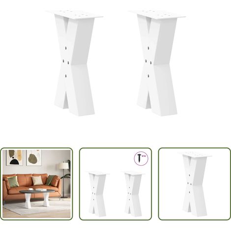 X-Form -  Couchtischbeine X-Form 2 Stk. Weiß 28x(42-43) cm Stahl