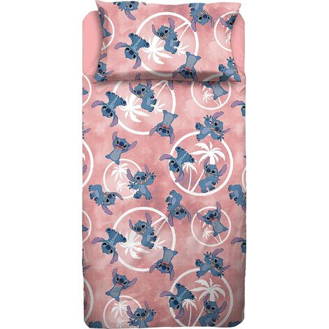 Stitch, Lenzuolo Letto Piazza E Mezza, Completo Letto, Lenzuolo Sopra, Lenzuolo Con Angoli, Federa, Rosa, Disney, 100% Cotone, Prodotto Ufficiale (1/4)