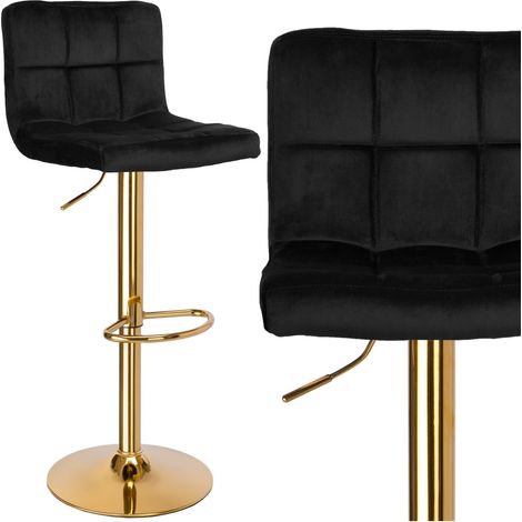 Arako Gold Barhocker, schwarzer Samt