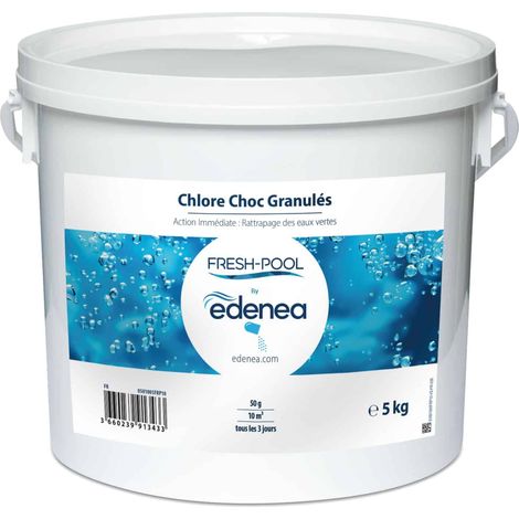 Chlore Choc Piscine Spécial Eau Verte - Granulés Seau 5kg - Edenea Fresh Pool (1/5)