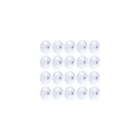 Lot de 20 ventouses transparentes 3 cm – Plastique PVC souple – Charge maximale 1,4 kg – Pour surfaces lisses et non poreuses (1/5)