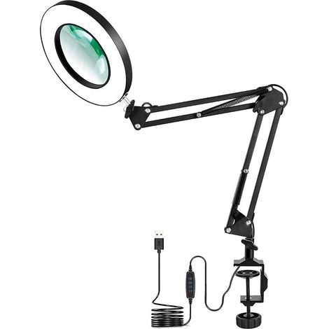 Lampe loupe LED avec fixation, lampe loupe éclairante avec grossissement 5/8/10x, lampe à bras articulé réglable (1/4)