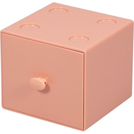 Boîte de rangement de bureau PS carré empilable, bloc de construction avec tiroir pour maison, dortoir, école, fournitures de bureau, accessoire Orange (1/5)