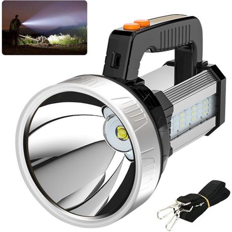 Lampe Torche LED Rechargeable Ultra Puissante 1500 Lumens, 8800mAh, Portée 500m, 5 Modes, IPX4, PowerBank, Poignée Antidérapante pour Camping Randonnée Vélo (1/4)