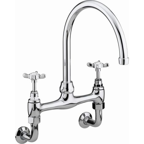 Bristan 1901 Chrome Wall Mounted Bridge Kitchen Sink Mixer Tap - N-WMDSM-C (1/2)
