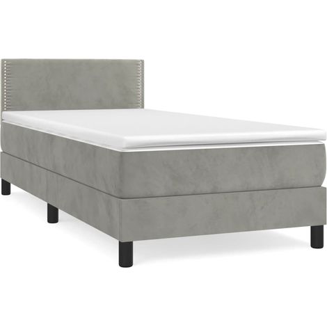 Maison Exclusive - Giroletto a Molle con Materasso Grigio Chiaro 90x200 cm Velluto (1/5)