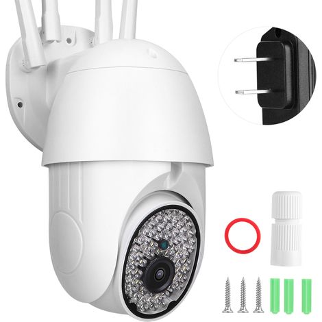 Caméra de surveillance extérieure sans fil 2.4G WIFI, dôme panoramique étanche, moniteur de réseau 100V-240V, prise US (1/5)