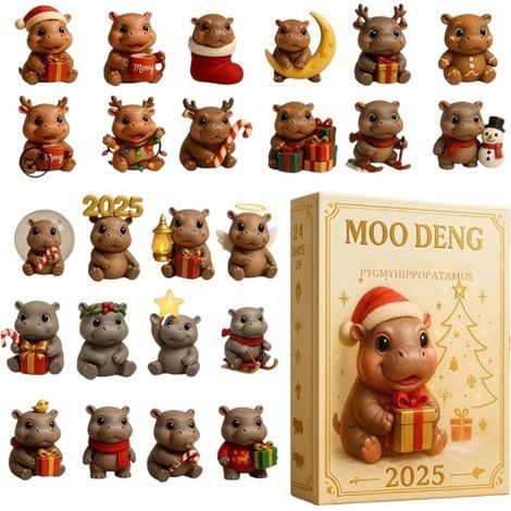 Adventskalender-Anhänger „Nilpferd“ aus Acryl, 2D-Motiv, 24 Tage Weihnachten – Für Kinder, Mädchen und Neujahrsfans sowie als Weihnachts-Sammlerstück (1/5)