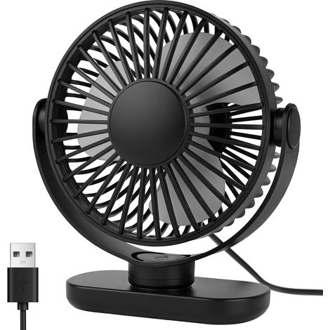 USB-Tischventilator, kleiner kühlender Tischventilator, tragbarer leiser 3-Gang-Ventilator, 360° drehbarer, leistungsstarker Mini-Ventilator für Büro, Schlafzimmer, Zuhause und Auto (schwarz)