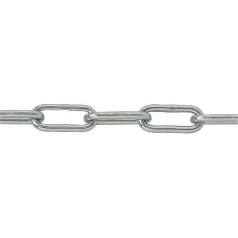 Chaîne en acier zingué 25m – Maille longue 26 x 5.8mm – Charge maxi 55kg – Soudée droite DIN 5685C – Chapuis (1/4)