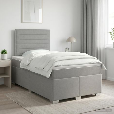 vidaXL Cama box spring con colchón Gris Claro 120 x 190 cm Tela (1/5)
