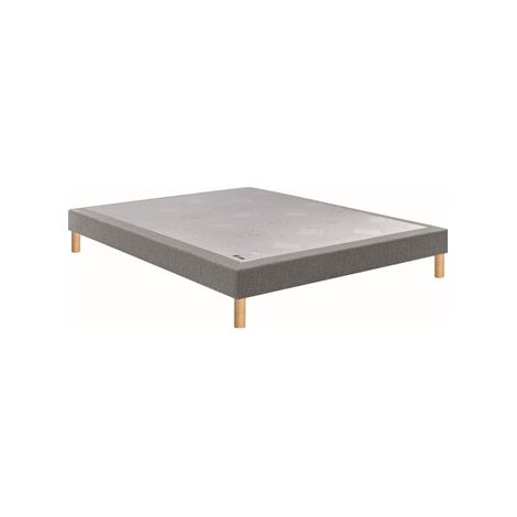 Sommier tapissier Epeda gris clair 90x200 en bois massif, hauteur 15 cm, confort ferme