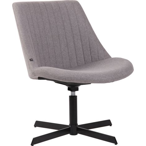 Poltrona di design in tessuto grigio con schienale cucito verticalmente e base a stella in metallo 100008227