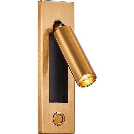 LED-Wandleuchte für den Nachttisch, verstellbare Einbauleuchte mit Schalter, Leselampe, kabelgebundener Strahler für das Schlafzimmer (Gold) (1/5)