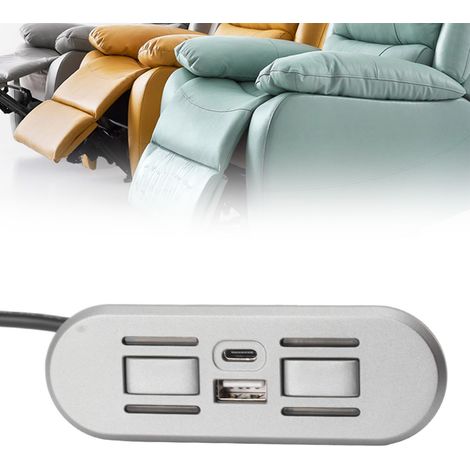 Contrôleur de canapé électrique avec chargement de téléphone portable USB + Type-C, guide de lumière LED, contrôle de la lumière pour canapés et lits électriques, mécanisme de levage, télécommande, 5 (1/5)