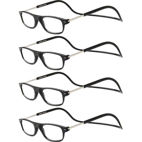 Lunettes de Lecture – [Pack 4 Unités] Monture Noire +3.50 Dioptrie Femme Homme Aimant Fermeture Pliable Régable Magnetique (1/5)
