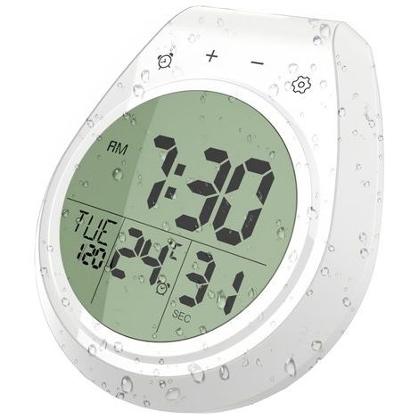 longziming -Minuteur de cuisine – Horloge de salle de bain – Thermomètre – Conception étanche – Grand écran LCD – Mesure précise – Fixation facile (1/5)