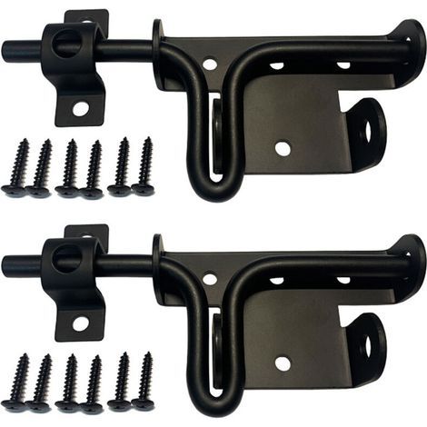 Verrous Loquet Porte à Boulon Coulissant Extérieur, Serrure de Porte avec Trou de Cadenas Inox Targette Loquet de Portail de Fermeture noir(2 articles) (1/4)