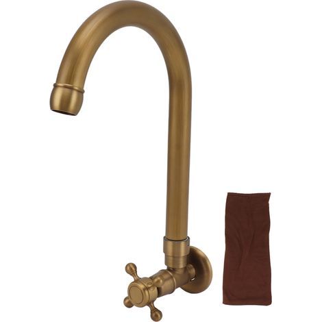 Antique-style recessed wall-mounted garden outdoor tap, frost-proof, 360-degree swivel, single cold water tap, round spout (1/5)