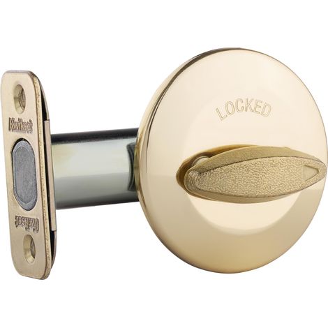 Serrure à pêne dormant sans clé, en laiton poli, pièce tournante intérieure ronde pour porte d'entrée, avec loquet et adaptateur, sans assemblage extérieur (1/5)