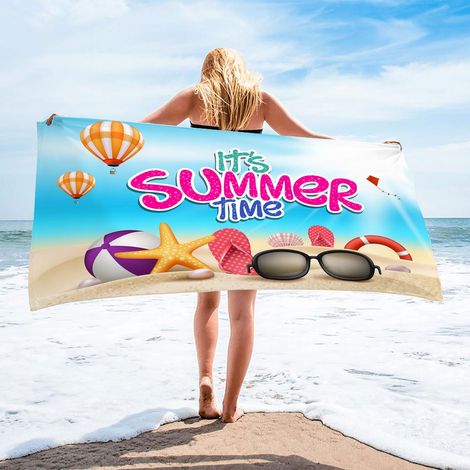 Serviette De Plage - Microfibre Légère 150 x 75 cm - Absorbante Rapide Séchage Sans Sable - Pour Plage Piscine Camping Voyage Yoga - 1 Pièce (1/4)