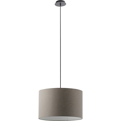 Lampada a Sospensione Vivien Rossini Group con Paralume Cilindrico Tortora - Struttura in Metallo Nero - Attacco E27, Potenza 75W, IP20 (1/5)