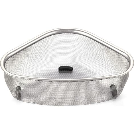 Panier d'égouttoir en acier inoxydable, maille fine, passoire triangulaire pour déchets de cuisine (1/5)