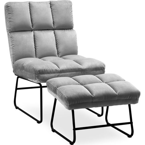 M MCombo Relaxsessel Fernsehsessel Loungesessel Sessel Hocker Set Stoffbezug Grau 0014EY (1/5)