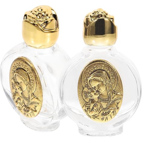 Lot de 2 Bouteilles Décoratives en Verre Surface en Relief Dorée, Flacons Vides Portables pour Décoration et Usage Quotidien (1/5)
