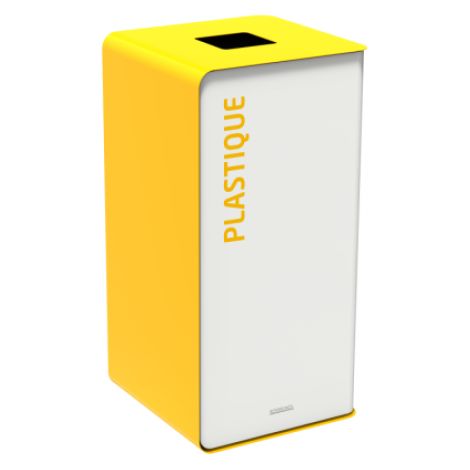 Borne de tri sélectif Cubatri, sans serrure - plastique - 40l - blanc / jaune colza - RAL 1021 (1/2)