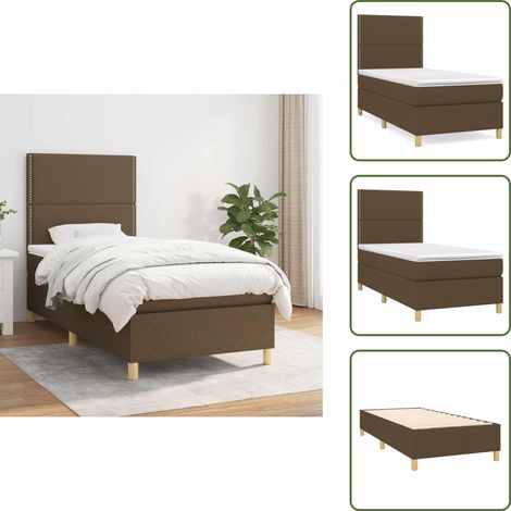 Cama con cabecero ajustable - vidaXL Cama box spring con colchón tela marrón oscuro 90x200 cm - Colchón ensacado