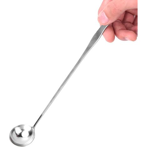 Cuillère à mélanger multifonction en acier inoxydable à long manche pour café, thé et bougies (cuillère ronde) (1/5)